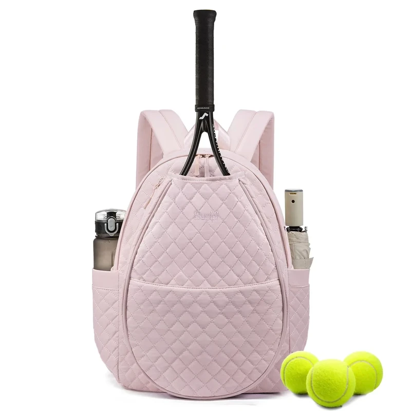Sucipi Tennis Bags for Women, Lightweight Quilted Tennis Racket Bag, Large Capacity Tennis Backpack for Tennis Racquet, Pickleball Paddles, Badminton