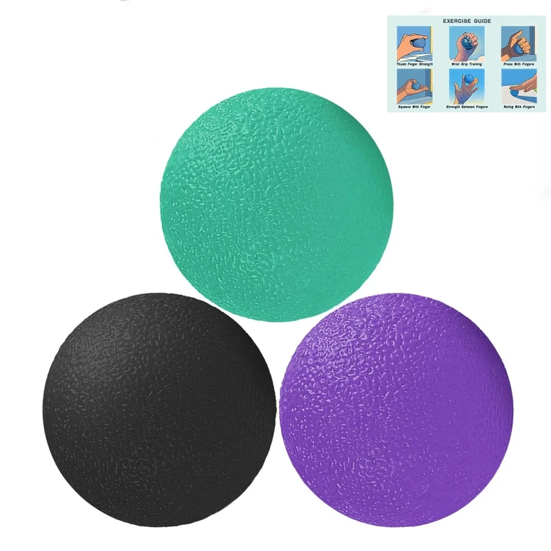 RIDEHILL 3 Pack Stress Balls for Adults, Squeeze Balls for Hand Therapy, Hand Strengthening Devices with Different Resistance Levels for Finger Forearm Wrist Exercise Relaxation and Pain Relief