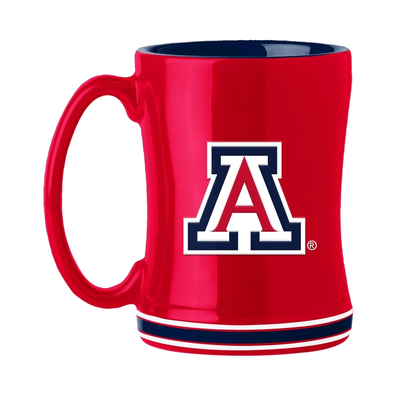 Logo Brands NCAA Arizona Wildcats 14 oz Relief Coffee Mug - Officially Licensed Mug, Sculpted 3D Logo and Team Colors – Comfortable Handle and Glossy Finish for College Sports Fans