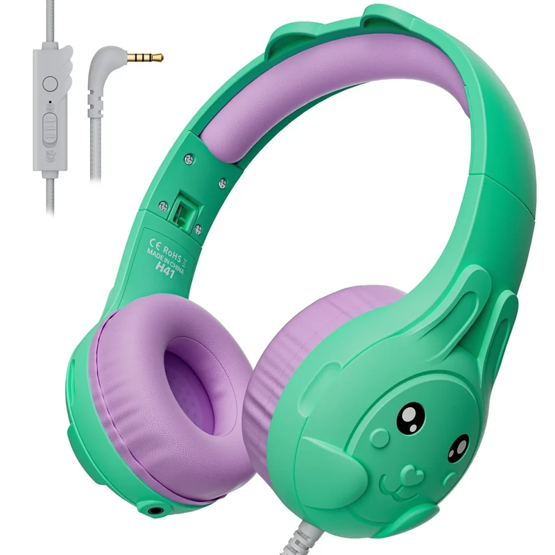 ZIUMIER Kids Headphones with Mic - 80/90dB Volume Limiter, Audio Share, 3.5mm