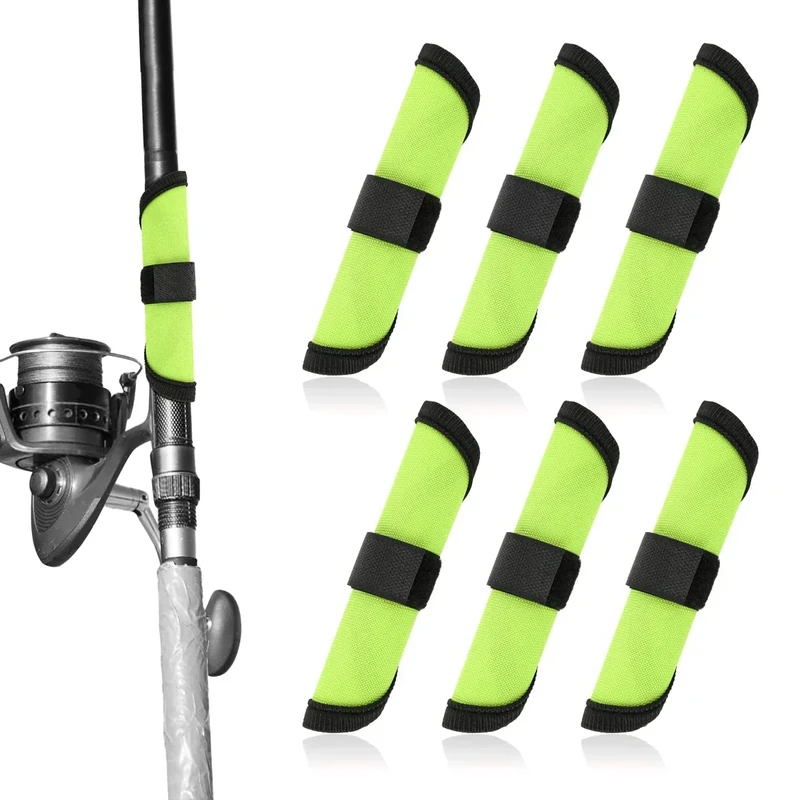 Gosknor 6pcs Lure Wrap, 5.9 Inch Fishing Lure Covers Bait Gloves Fish Hook Storage Protectors Pole Sleeve Guard to Keep Fishermen Fishing Safe for Fishing Rod (Green)