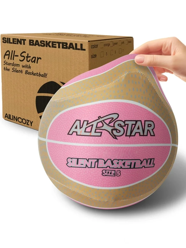 ALLINCOZY Covered Silent Basketball, Fabric Cover Soft Foam Airless Basketball, High Bounce, Noise-Free Training Ball, Gifts Packaging, Safe for Indoor Activities