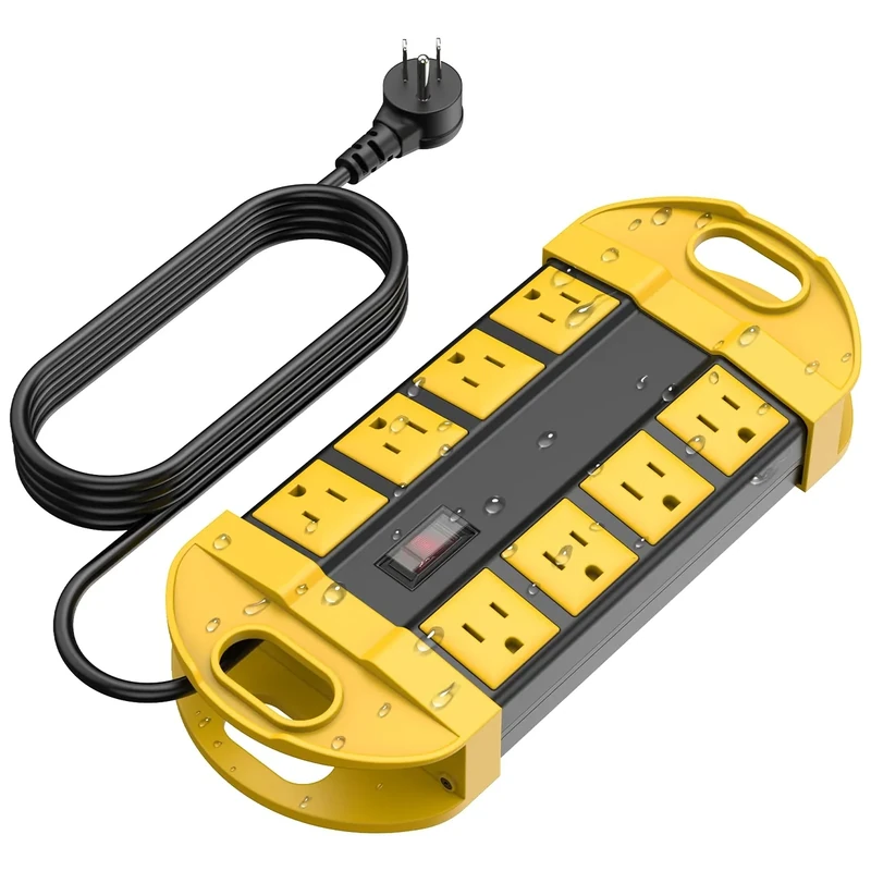 CCCEI Power Strip - 8 Waterproof Outlets, 10FT IPX6, 1500W Surge