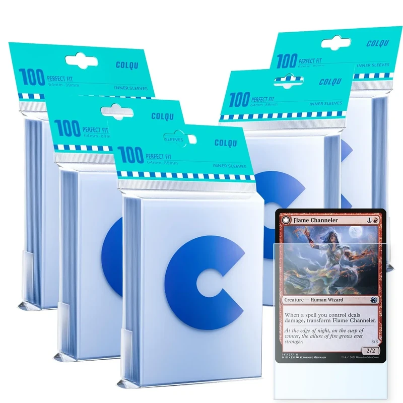500ct Clear Card Sleeves, Perfect Fit Inner Card Sleeves, Exact for Double Sleeving, Trading Sleeve Compatible with MTG TCG Magic Gaming Cards