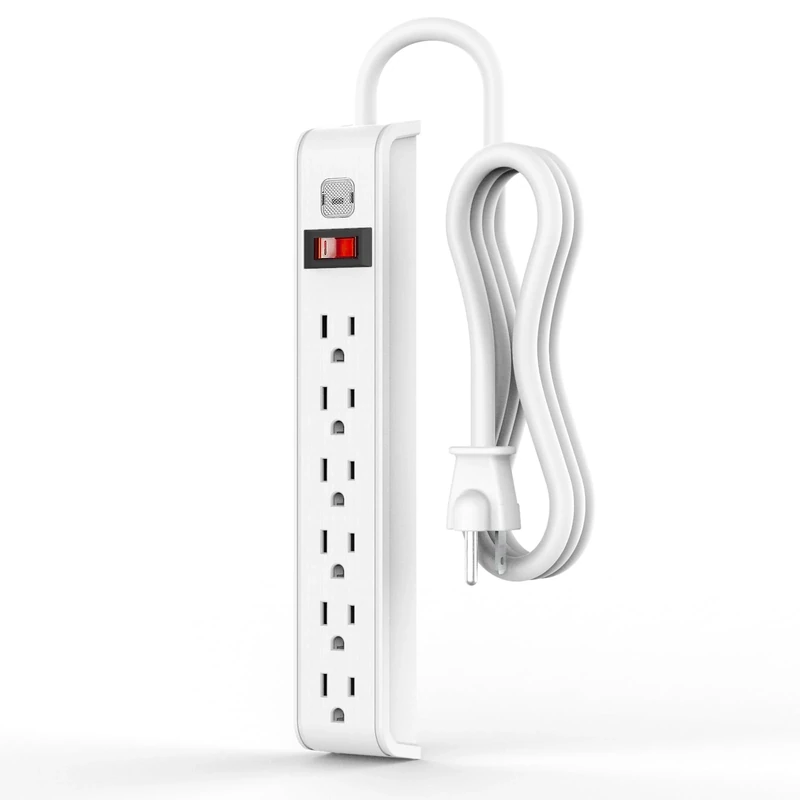 Tiffcofio 6-Outlet Surge Protector - 600J, 6ft 14AWG, 15A/1875W, ETL