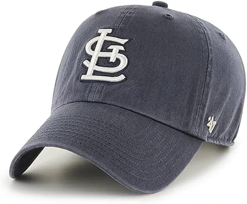 47 Brand MLB Vintage Navy Primary Logo Clean Up Adjustable Baseball Cap Hat, Adult One Size Fits All - St Louis Cardinals Vintage Navy