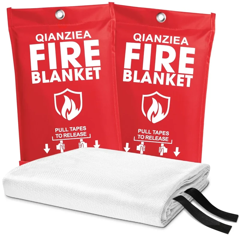 QIANZIEA Fire Blanket,2 Pack,40"x40" Fire Blankets Emergency for Home and Kitchen