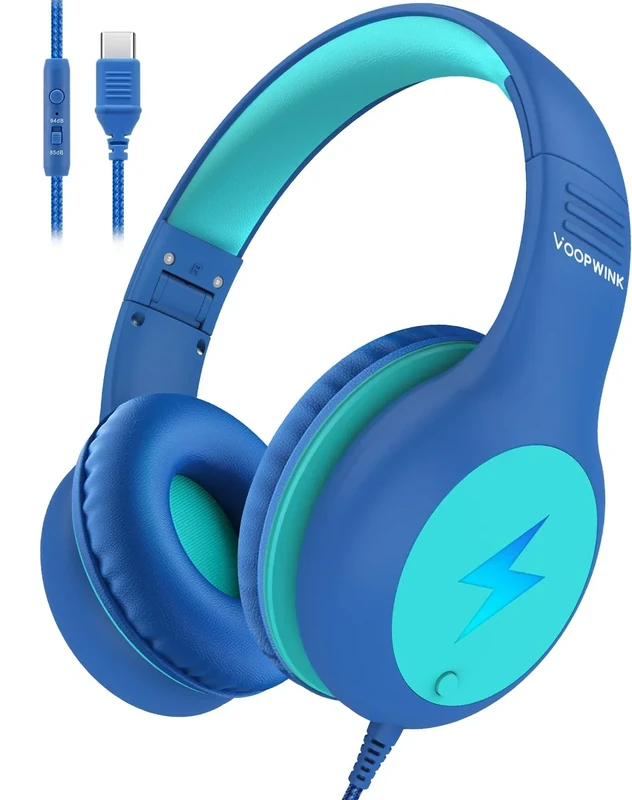 Voopwink Kids USB-C Over-Ear Headset Mic - 85/94dB Volume Limit