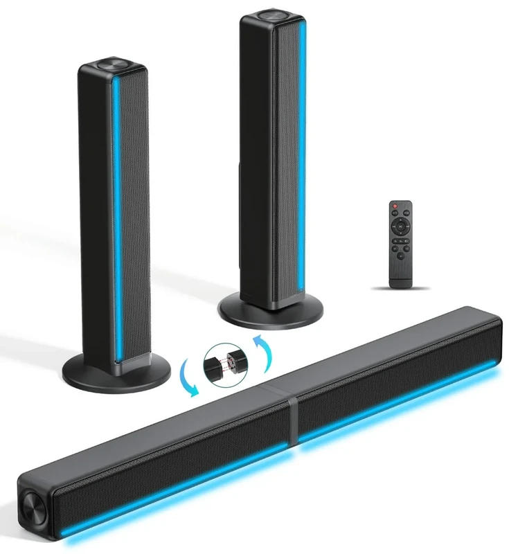 GEOYEAO TV Sound Bar with RGB LED, 180W 2.1CH Bluetooth, HDMI ARC