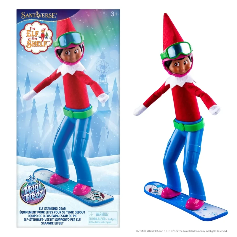 The Elf on the Shelf MagiFreez Swish and Sleigh Snowboard Set - Snowboard Elf Standing Pants and Gear - Scout Elf Not Included - Image 1