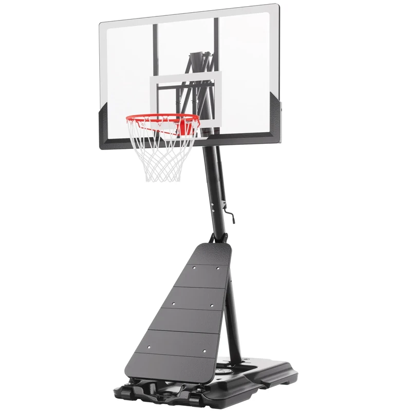 Feelwin Basketball Hoop Outdoor System with 10ft Height Adjustable, 45/48in Steel Frame Backboard Basketball Goal Court System, Portable Hoop for Youth and Adults in Driveway Backyard Pool with Net