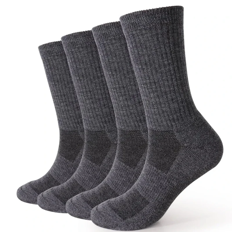 EnerWear 4 Pack Women's Merino Wool Outdoor Hiking Trail Crew Sock (US, Numeric, 9, 11, Regular, Regular, Light Gray/Dark Gray/Multi)