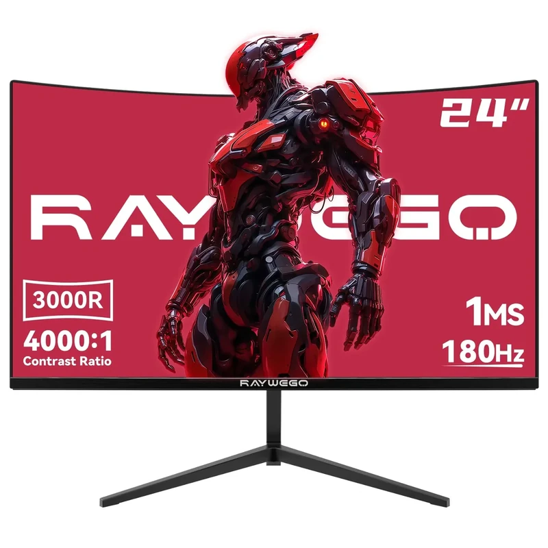 Raywego 24" Curved Gaming Monitor - 180Hz, 1ms, FHD 1080p, VA Panel