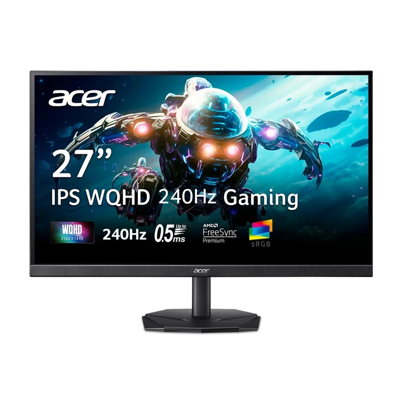 Acer Nitro 27 Inch WQHD 2560 x 1440 ZeroFrame Design IPS Gaming Monitor | AMD FreeSync Premium | Up to 240Hz Refresh | Up to 0.5ms | One Display Port 1.2 and Two HDMI 2.0 Ports | KG271U W3bmiipx