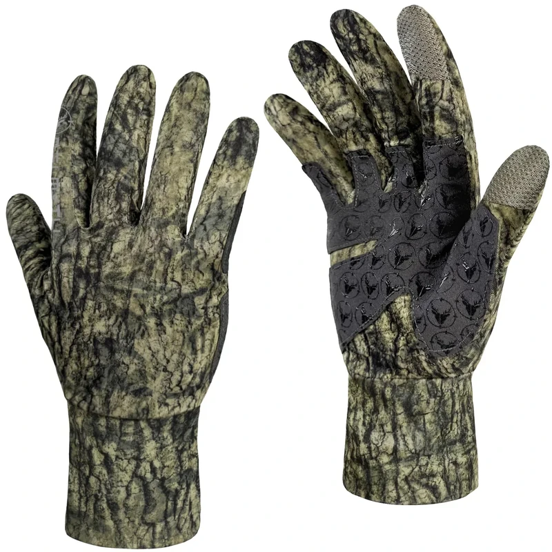 Palmyth Hunting Gloves for Men Lightweight Camo Glove Outdoor Mossy Veil L/XL