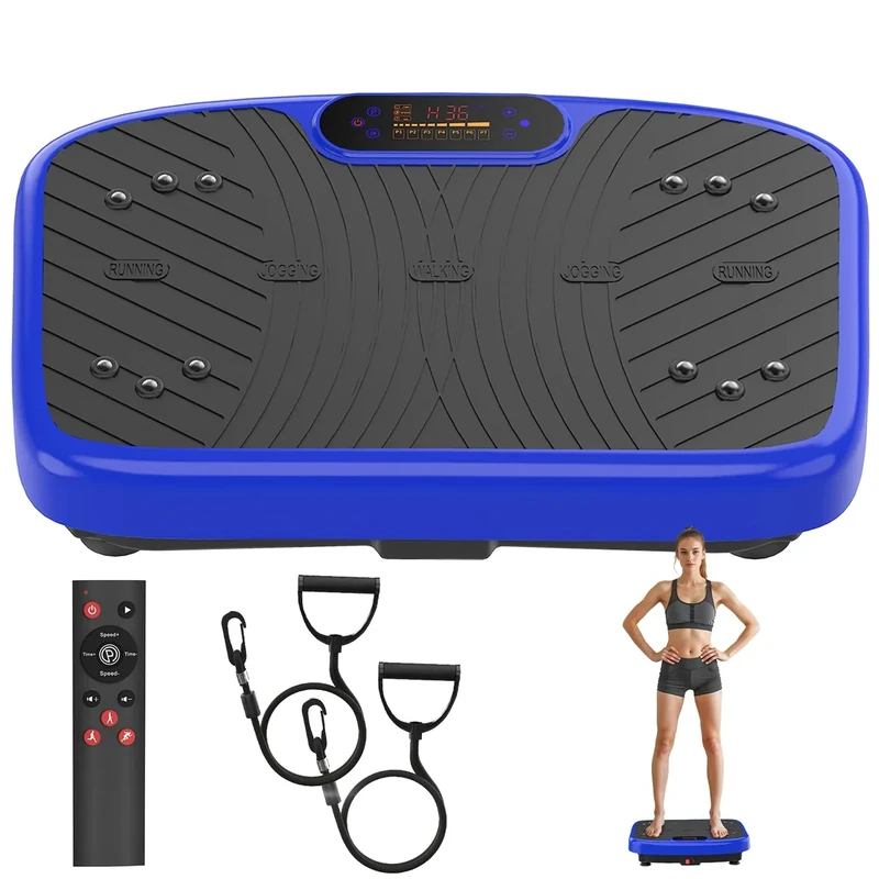 GDCOO Vibration Plate Exercise Machine, Vibration Plate for Lymphatic Drainage, Portable Sport Gym for Shaping Whole Body Muscle - Max User Weight 450 Lbs(Blue)