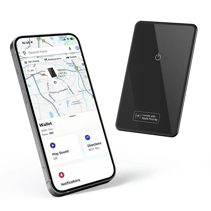 KINDEEP Slim Wallet GPS Card - Apple Find My, Rechargeable Tracker