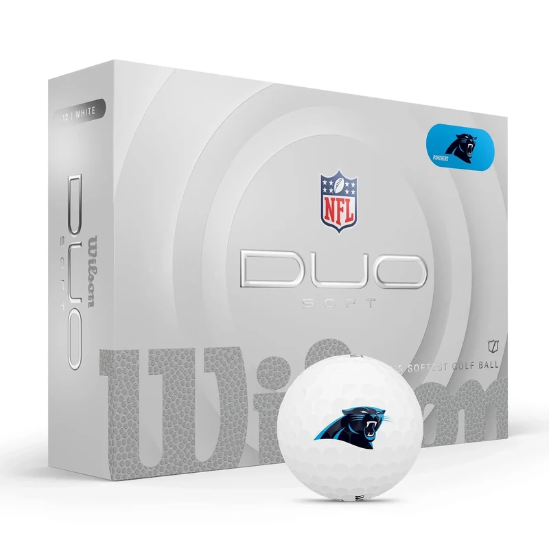 WILSON 2025 Duo Soft NFL Golf Ball - 12 Balls, White, Carolina Panthers
