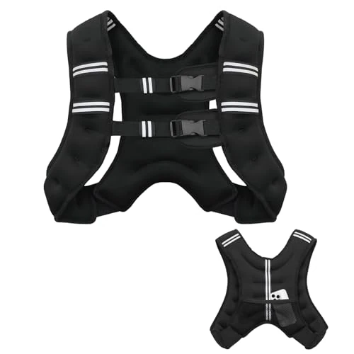 Weighted Vest, 6lb/8lb/12lb/16lb/20lb/25lb/30lb Weight Vest with Reflective Stripe for Workout-11 LB