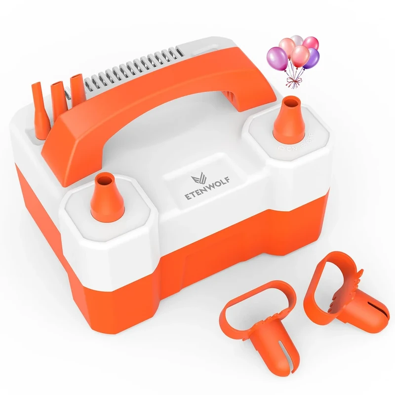 ETENWOLF P400 Balloon Pump Electric for Balloons with 2 Nozzles 110V 550W Balloon Blower for Party Metalic Latex Foil Balloons, Balloon Inflator for Birthday Decorations (Vivid Orange)