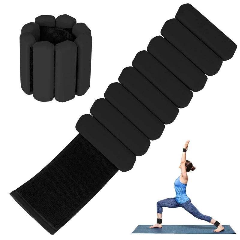 Wrist Weights Set of 2, Wearable Arm & Leg Weights for Women & Men, Adjustable Wrist Ankle Weights for Walking, Yoga, Swimming, Gym, 2lb (Black)