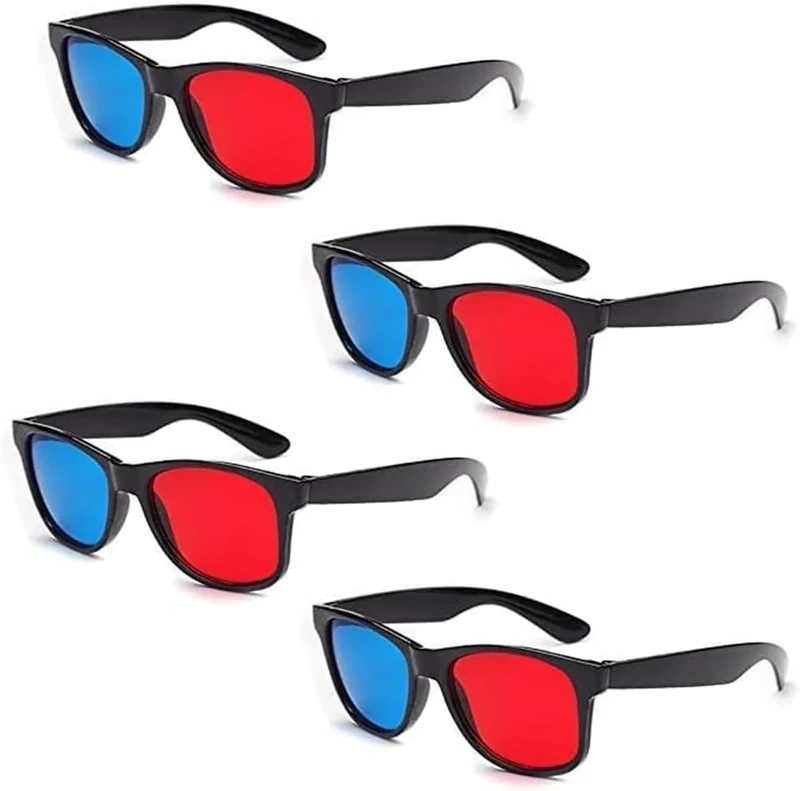 4Pcs Red and Blue 3D Glasses Universal TV Movie Dimensional Video Frame 3D Glasses DVD Game Glass 3D Style Glasses for 3D Movies Games,3D Viewing Glasses,Light Simple Design,Accessories - Image 1