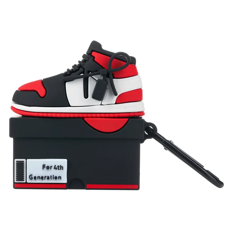 Awesometik AirPods 4th Generation Shoes Case Cover with Keychain, Cute 3D Shoes Box Case Compatible with Airpods 4, Scratch-Proof