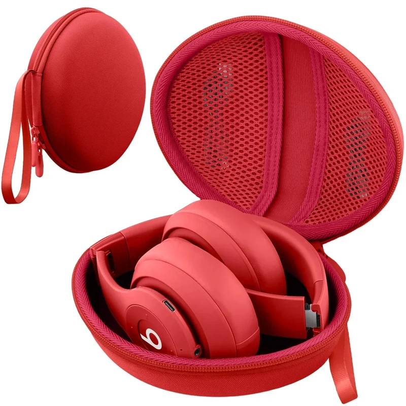 co2CREA for Beats Studio Pro / Studio3 / Solo4 / Solo3 Headphones, Hard Travel Case Compatible with Beats Wireless On-Ear Headphones (Red Case)