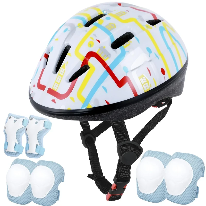 Lamsion Kids Helmet for Ages 3-8 Kids Toddler Boys Girls,Toddler Helmet with Knee Pads Eblow Pads Guards,Girls Bike Helmets for Skatings Skateboarding Bike Riding Scooter Roller Skate