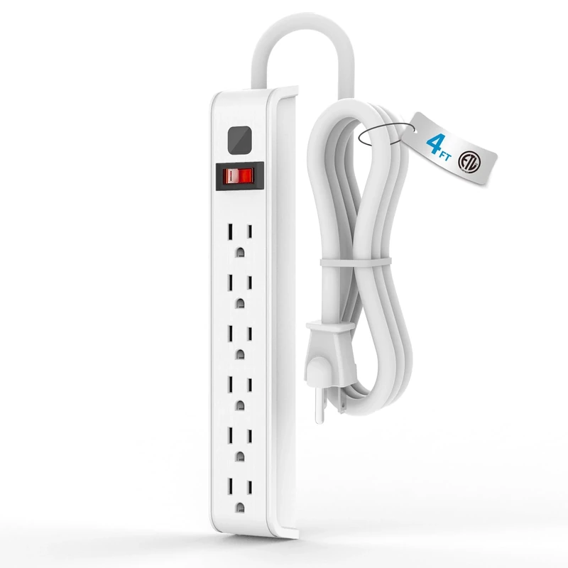 TiFFCOFiO 6-Outlet Power Strip - 600J, 4ft 14AWG, 15A/1875W, ETL