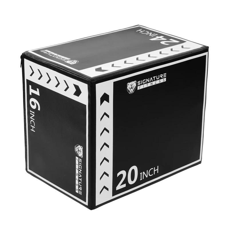 Fitvids Plyo Box 3-in-1 Foam Jump Box for Home Gym Workout, Black/White