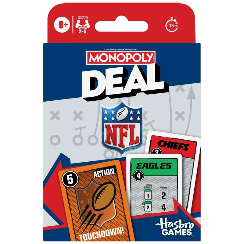 Monopoly Deal NFL Edition Game | Officially Licensed NFL Card Game for Families and Kids | Ages 8+ | 2-5 Players | 15 Mins. | Football Games