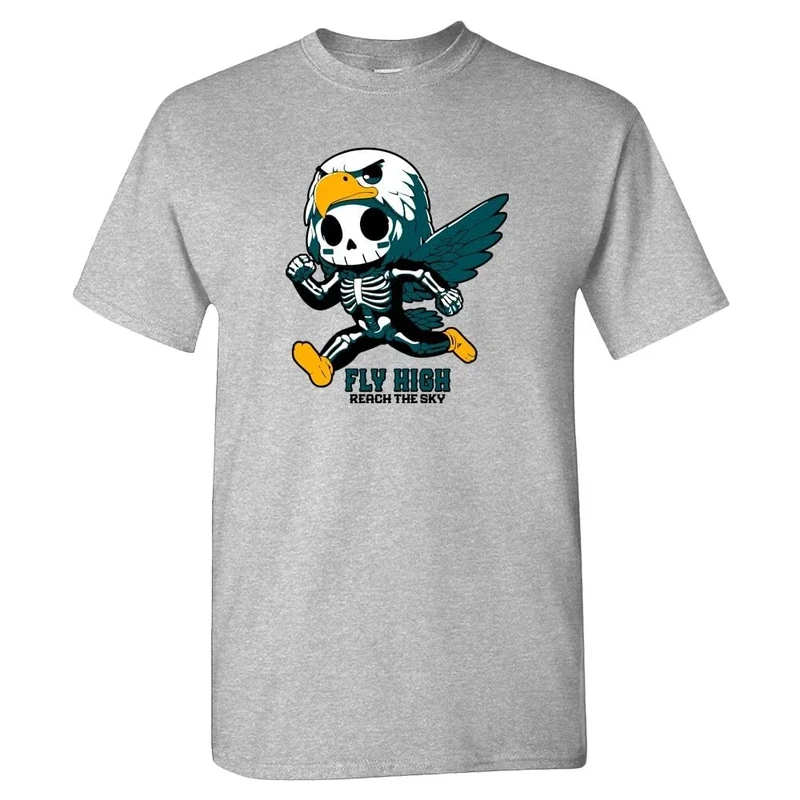 Fly High Reach The Sky Men's Skull T-Shirt for Philadelphia Fans (Grey Shirt, 4XL)