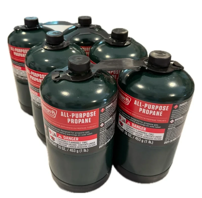 Propane Replacement Fuel Cylinders Camping- 16 Oz (6 Pack) Factory Pre-filled and Ready to Use