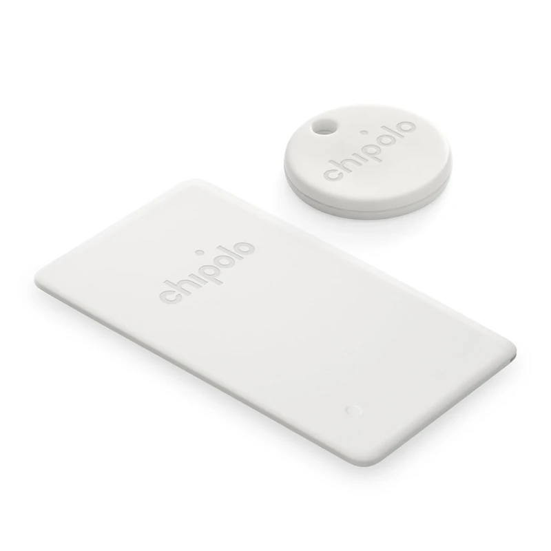 Chipolo Point Bundle - 1x ONE + 1x Card Item Finder, Bluetooth Tracker, Wallet Finder - Works with Google's Find My Device app (Android only) (Off White)