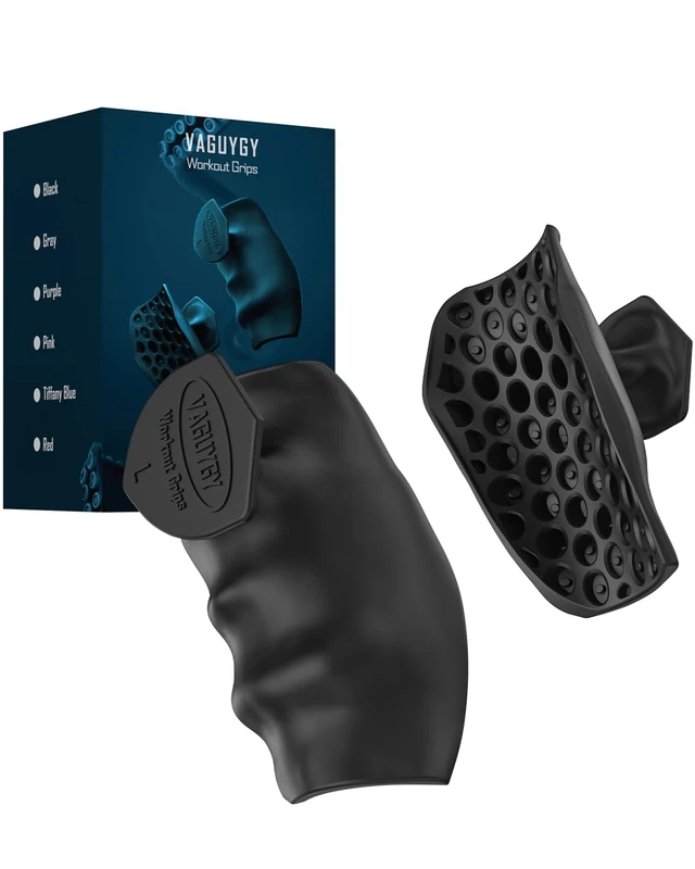 VAGUYGY Workout Grips,Rubber Fingerless Gym Gloves, Pull Up Grips for Men Women Crosstraining Palm Grips Hand Protection，Suitable for Gym & Home Workouts, Improves Grip Strength（1，black）