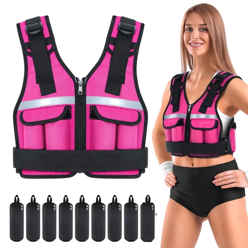 Sportneer Adjustable Weighted Vest Weights: 2-18 lbs/2-40 lbs Washable Weight Vest for Walking 16 In 1 Fast Adjust Rucking Vest for Women and Men Home Gym Running Jogging Strength Training Vests
