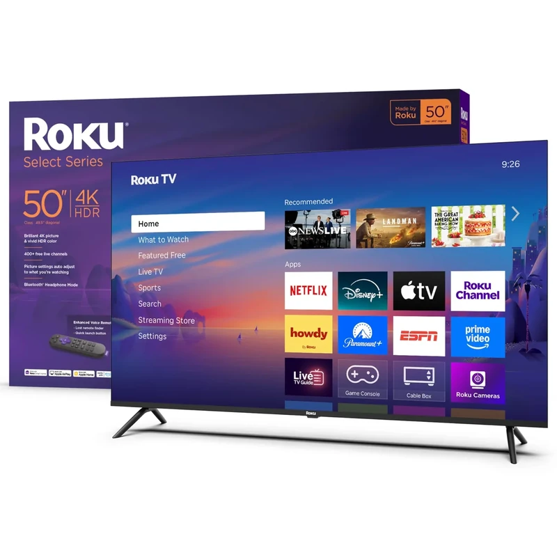Roku Smart TV 2025 50-Inch Select Series 4K HDR with Voice Remote