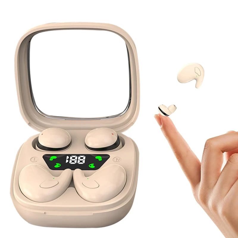 Xmenha Flat Sleep Mini Invisible Small Tiny Earbuds Wireless Bluetooth Ear Buds for Sleeping Headphones Micro Smallest Discreet Sleep Earbuds Earphones for Side Sleepers, Small Ears Canals Women, Work