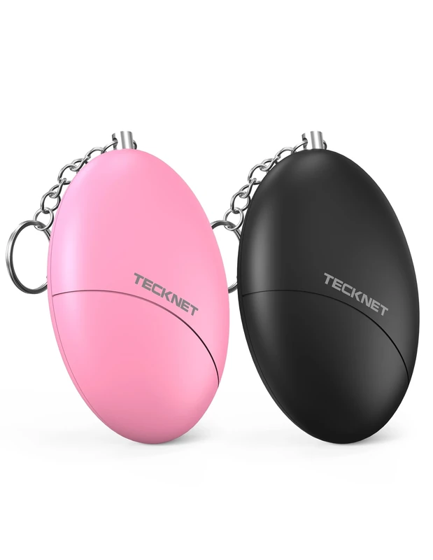 TECKNET Personal Alarm for Women – Travel Safe Waterproof – 140DB Emergency Self-Defense Security Alarm Keychain – for Women Kids and Elders – 2 Pack (Pink & Black)
