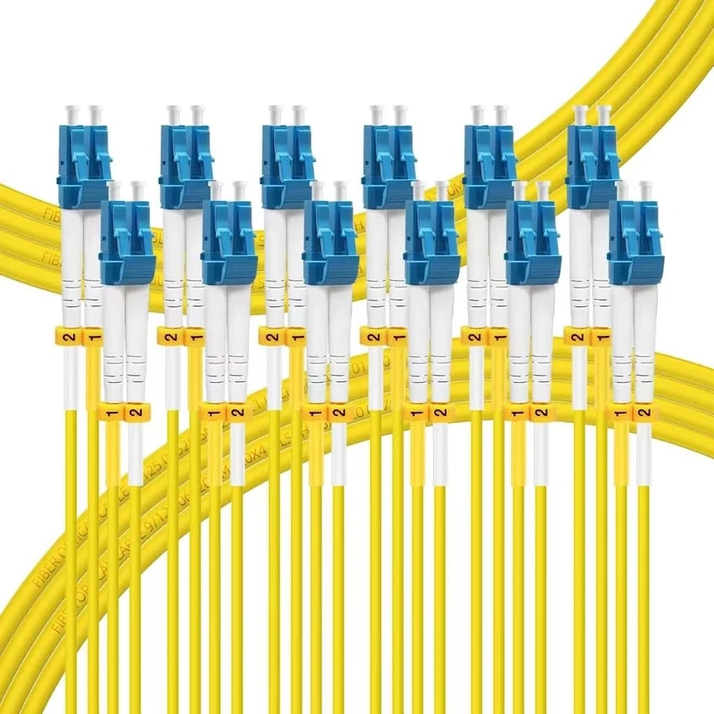 FLYPROFiber- 1M-6Pack OS2 LC to LC Single Mode Fiber Patch Cable, SM Fiber Optic Cable, SMF Singlemode Fiber Jumper Cord, Duplex, 9/125um, Yellow, LSZH, 1M(3ft)-6Pack