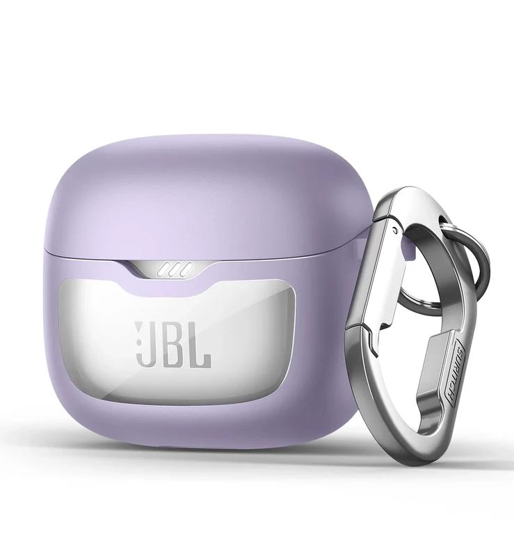 SURITCH Magnetic Bumper Case Compatible with JBL Tune Flex Earbuds, Rugged Shockproof Protective Covers for JBL Tune Flex with Magnetic Lid Lock & Carabiner & Cleaning Kit & Removal Tool, Purple