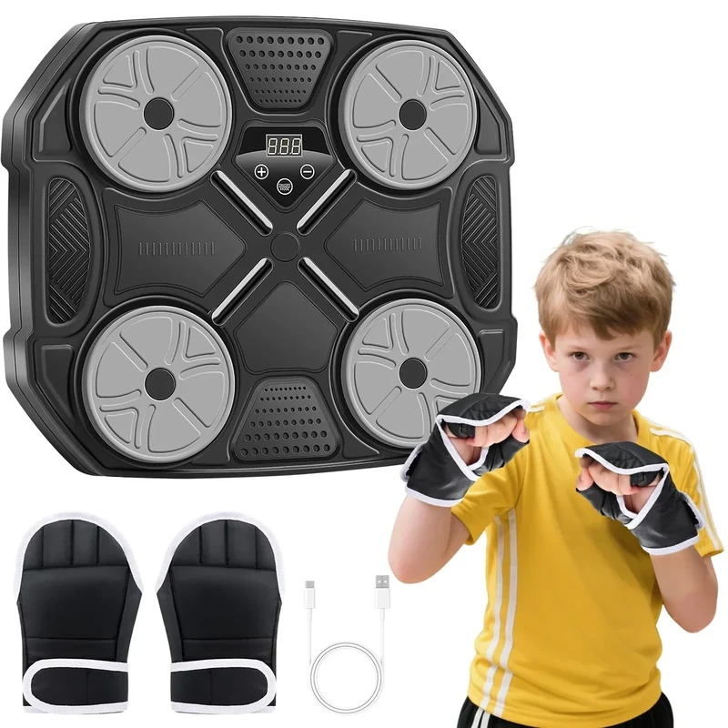 Music Boxing Machine for Adults and Kids, Wall Mounted Bluetooth Smart Boxing Training Equipment with Gloves, Punching Target with Scoring Function Sports Toy, Punching Machine for Home,Office and Gym