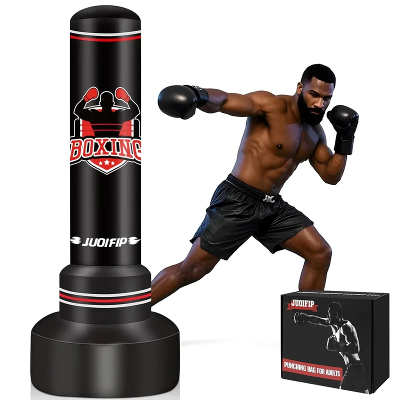 Freestanding Punching Bags for Adults Teens, 70" Freestanding Punching Bag with Stand,Suitable for Kickboxing Martial Arts MMA Dummy Karate Home Gym Training(not Included Pump and Gloves)