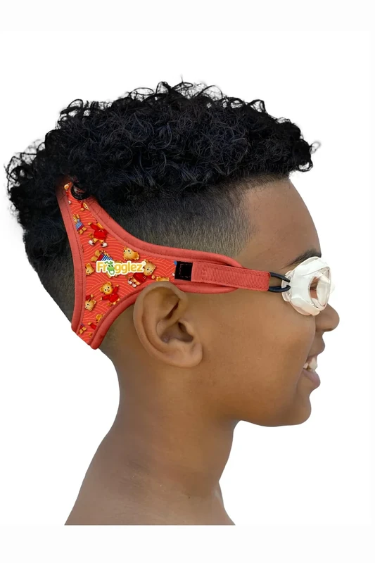 Frogglez Kids Swimming Goggles – Anti-Fog, Leakproof, Ages 3–10, 100% UV Protection, Soft Pain-Free Strap, No Hair Pulling, No Squished Eyes/Ears, Parent-Approved Comfort & Safety, Daniel Tiger, Red