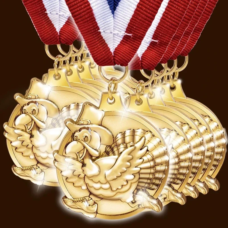 Crown Awards Turkey Medals 10 Pack - 2" Thanksgiving Award Medals for Thanksgiving Parties, Turkey Bowls, Turkey Day Contests, Turkey Trot Races, Fall Sports, Fall Festivals
