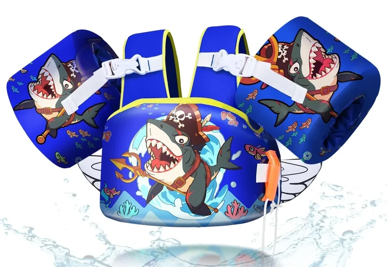 BiutiMama Toddler Floaties, Kids Swim Vest for 22-66 Lbs, Arm Floaties with Adjustable Straps Swim Floats & Arm Band Suitable for Water Sports Pool Swimming Safety for Infant 2,3,4,5,6,7 Years