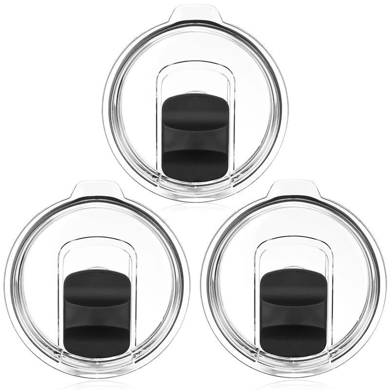 Tumbler Lids for Yeti, 3 Pack 20 oz Magnetic Replacement Tops for Yeti 20 oz Tumbler, 16 oz Pints, 10/24 oz Mug, 10 oz Lowball, Spill Proof Covers with Magnetic Slider for Ozark Trail, Old Style Rtic