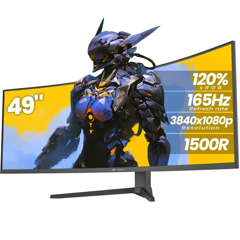 CRUA 49" Gaming Monitor - DFHD 3840x1080, 165Hz 1500R FreeSync