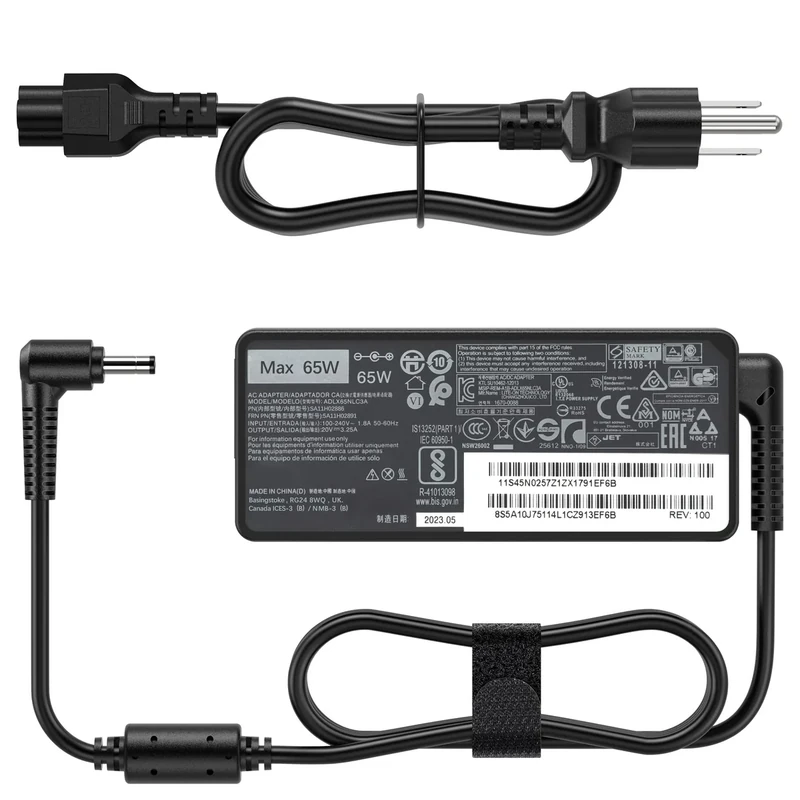 VRAVEK 65W Laptop Charger - 20V 3.25A Adapter for Lenovo IdeaPad 1/3/5
